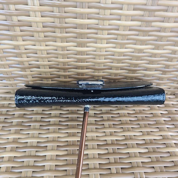 Silverlake Black Leather Crocodile Embossed Wallet Clutch Silver Buckle Accent - Picture 4 of 16